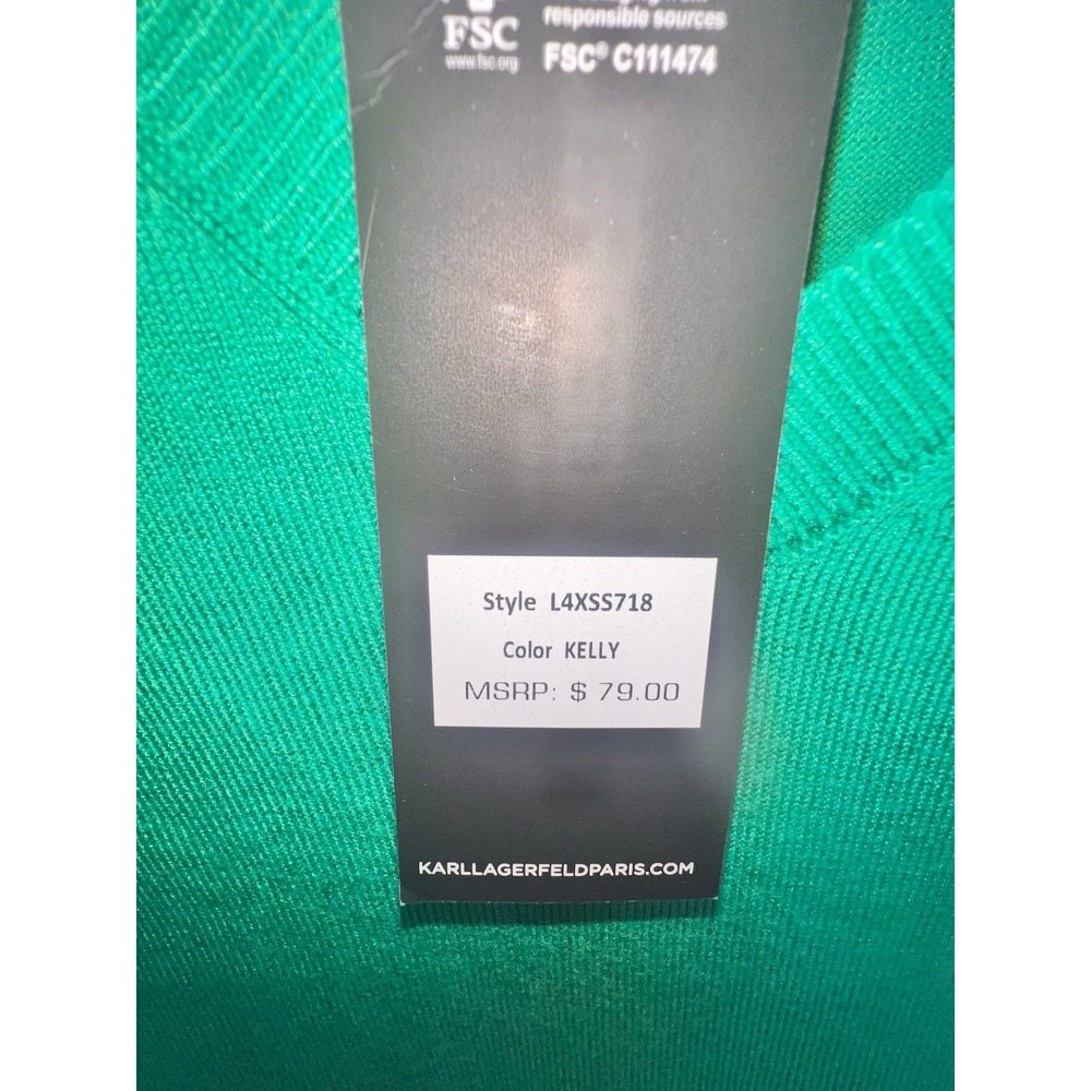 Karl Lagerfeld Paris Kelly Green V-Neck Button-Sleeve Knit Sweater L4XSS718 Med - Picture 6 of 8